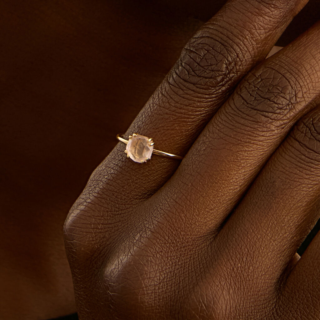 Anello Solitario Amélie Oro Giallo Quarzo