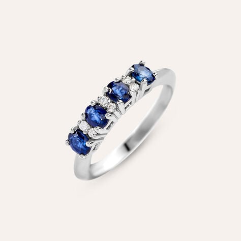 Anello Riviere Charlotte Oro Bianco Zaffiro Diamante - Anelli Riviere Donna | Stroili