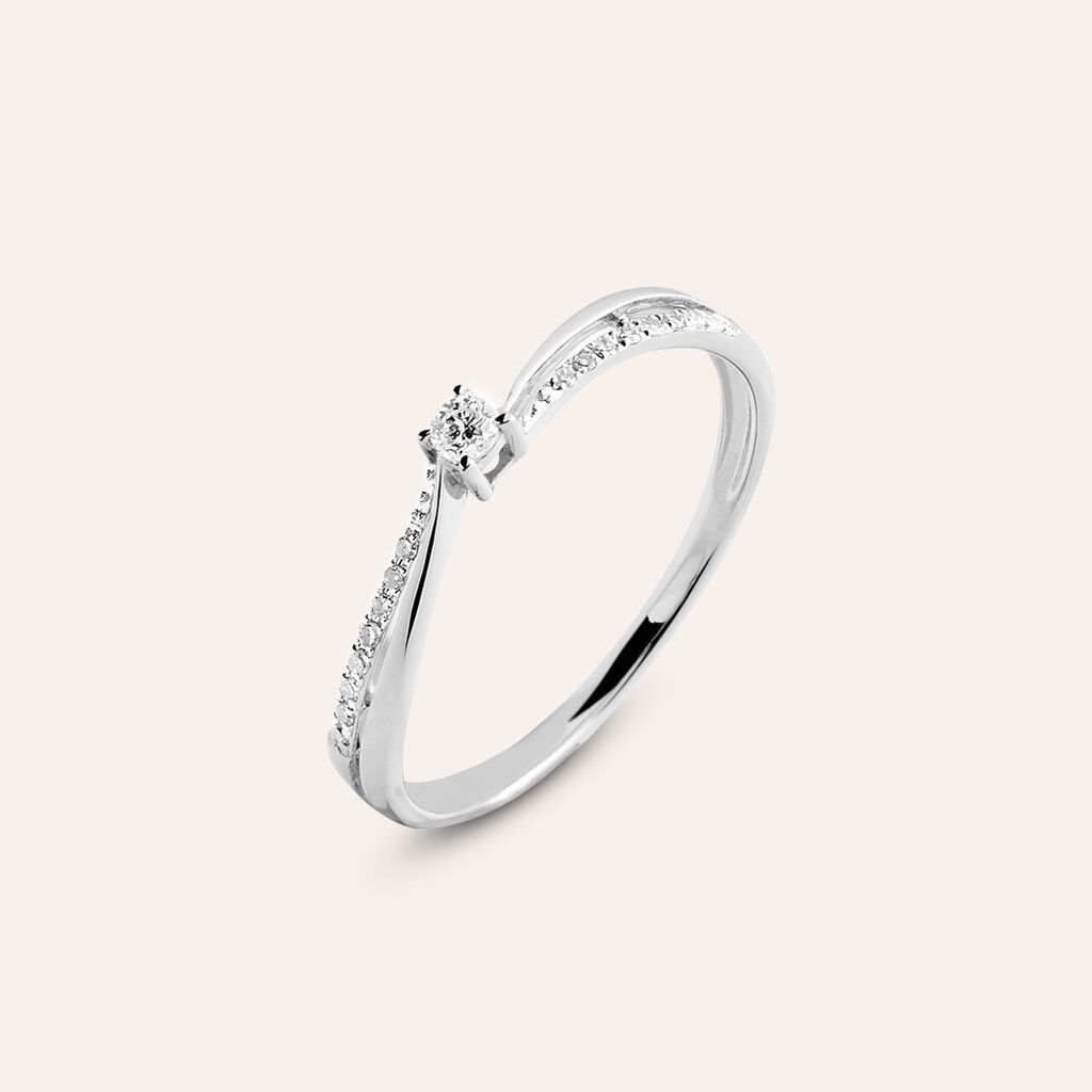 Anello Solitario Grace Oro Bianco Diamante - Anelli con Pietre Donna | Stroili