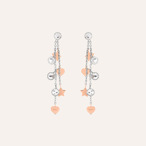 Orecchini Pendenti Sunrise Acciaio Bicolore Bianco / Rosa Cristallo - Orecchini Pendenti Donna | Stroili