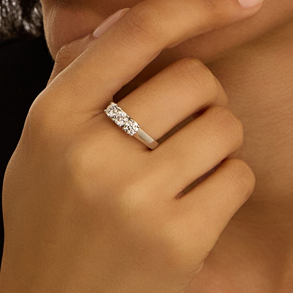 Anello Trilogy Diamade Oro Bianco Diamante Lab-Grown