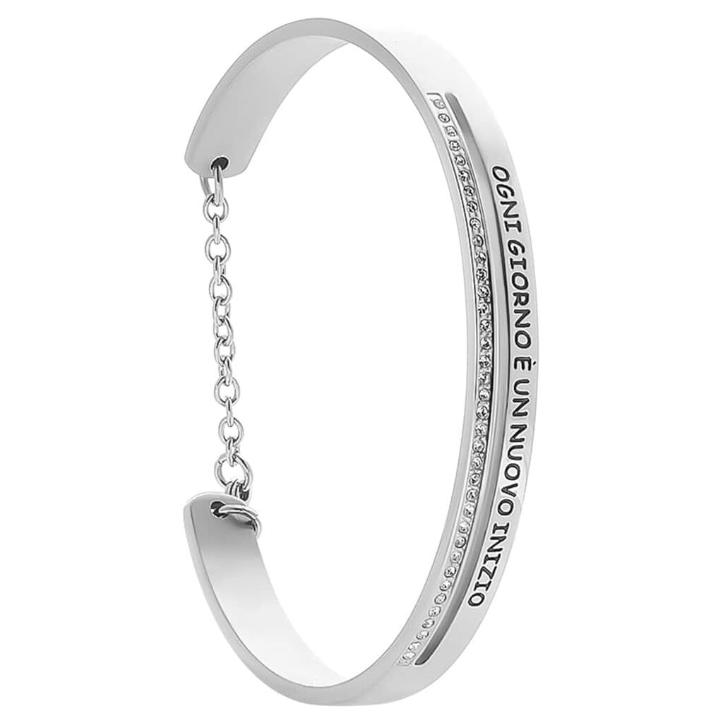 Bangle Lady Message Acciaio Cristallo - Bracciali Rigidi Donna | Stroili