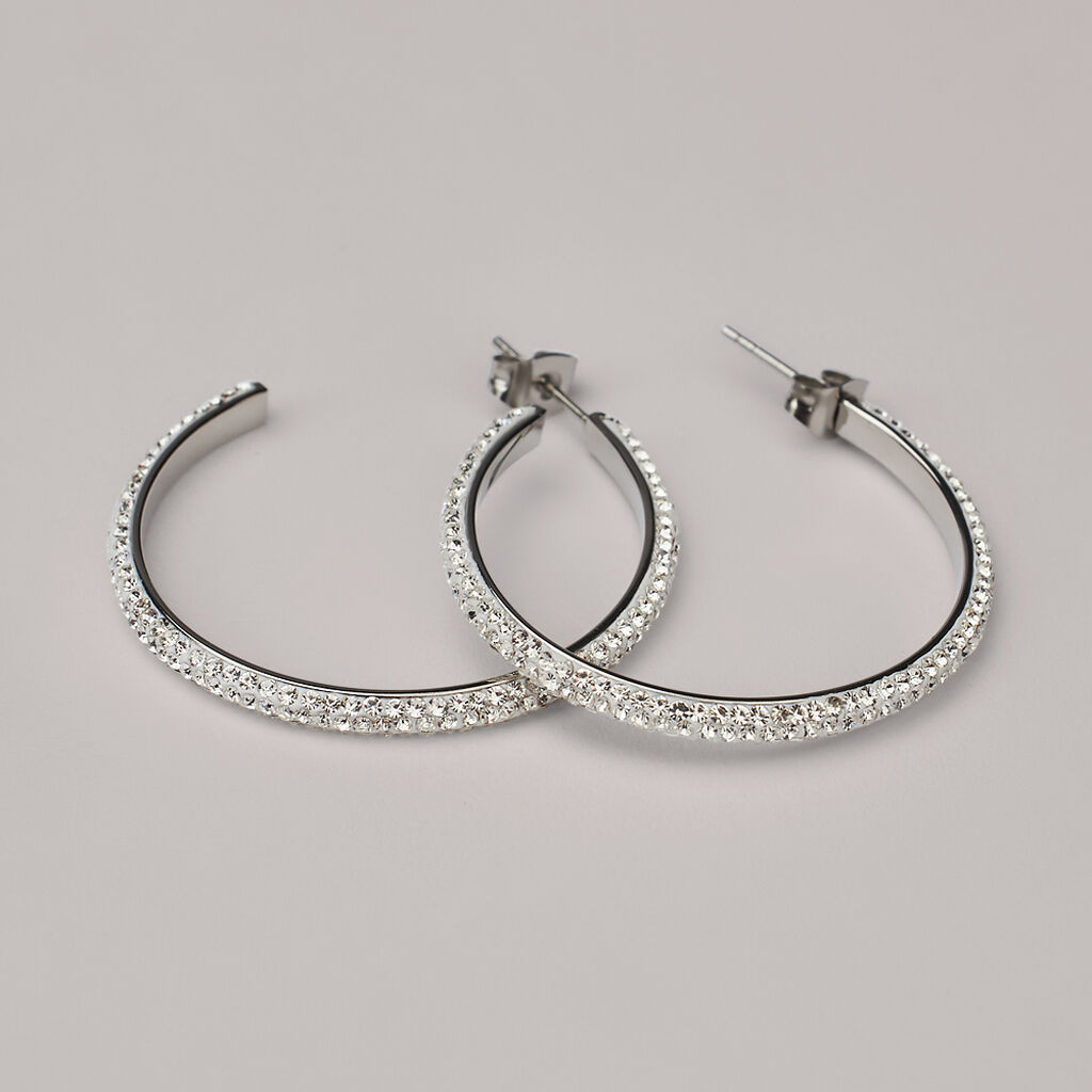 Orecchini A Cerchio Aura Acciaio Cristallo