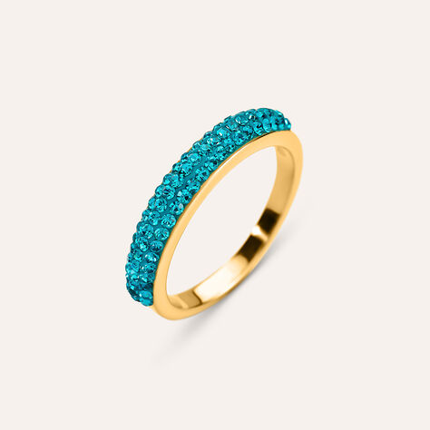 Anello Fascia Aura Acciaio Dorato Cristallo - Anelli con Pietre Donna | Stroili