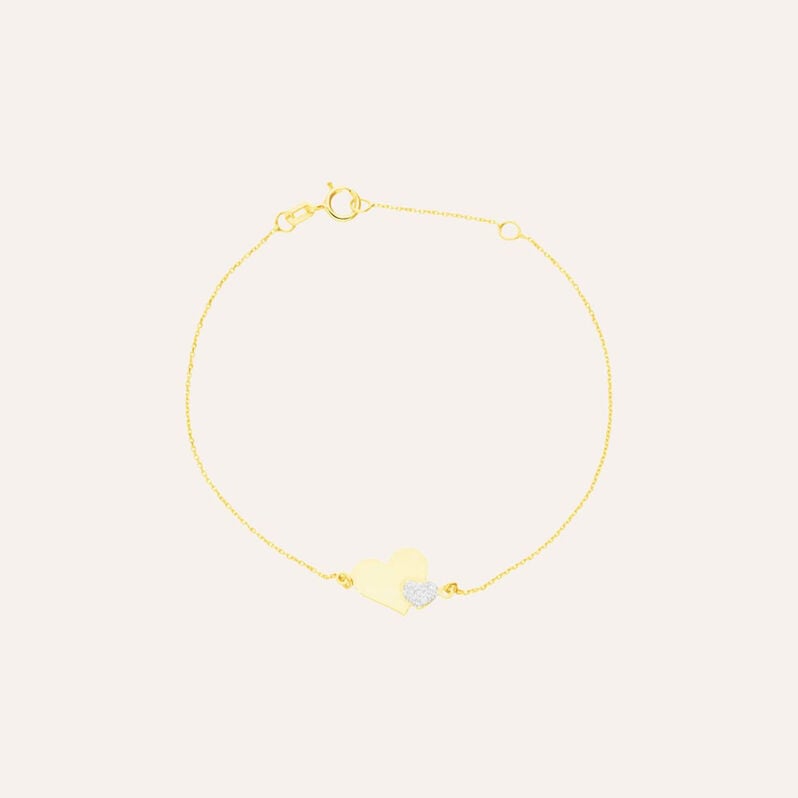 Bracciale in oro giallo e glitter con simbolo cuore - Bracciali Amicizia Donna | Stroili
