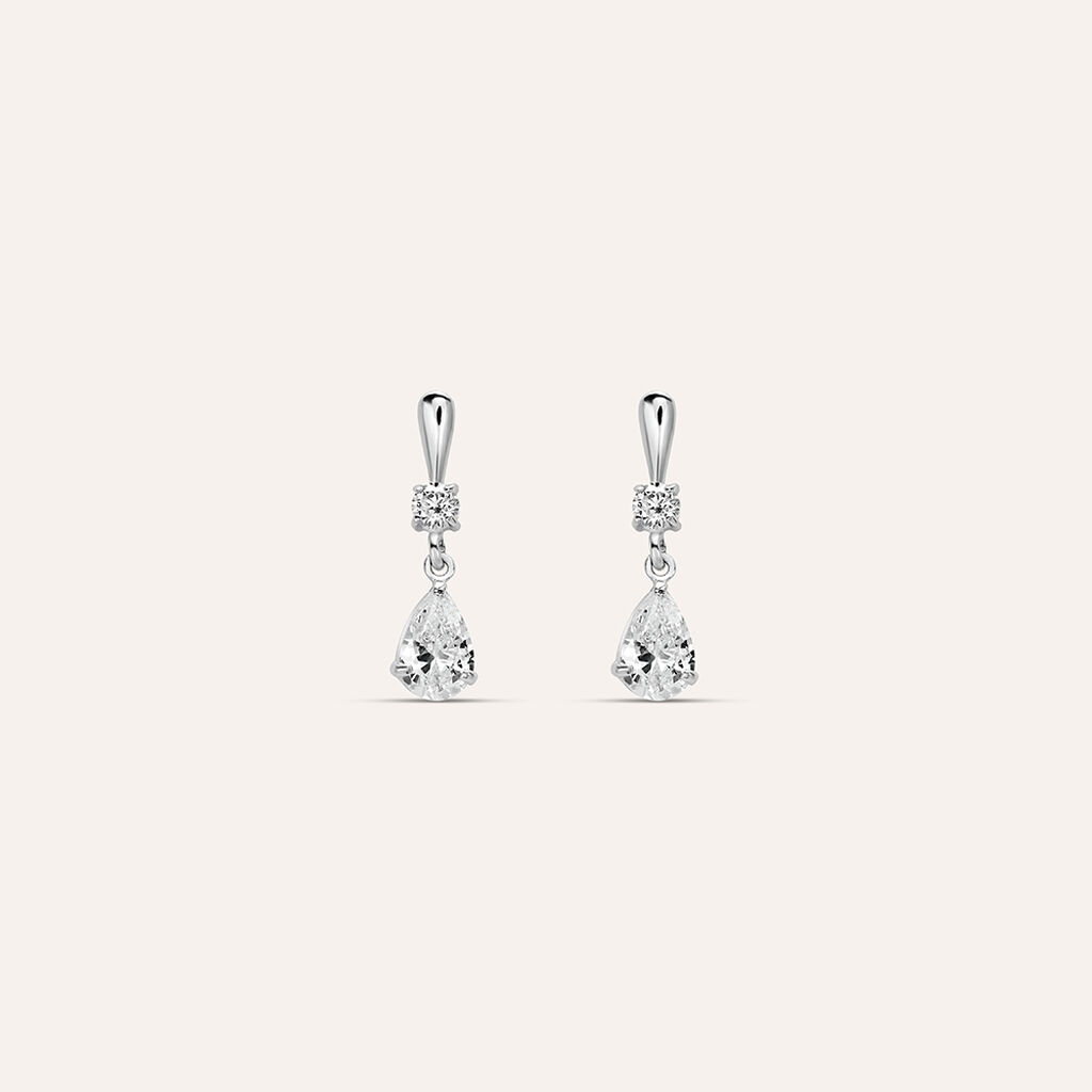Orecchini Lobo Bon Ton Oro Bianco Cubic Zirconia - Orecchini a Lobo Donna | Stroili