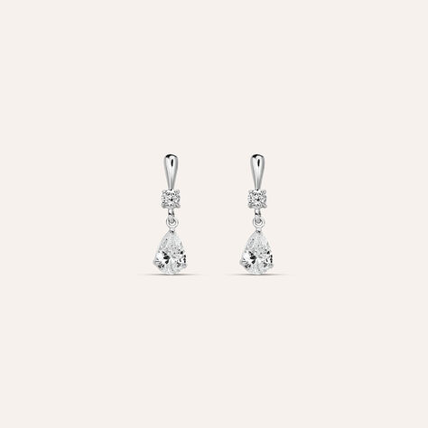 Orecchini Lobo Bon Ton Oro Bianco Cubic Zirconia - Orecchini a Lobo Donna | Stroili