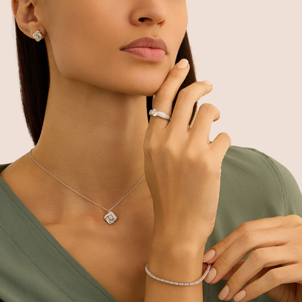 Orecchini Lobo Silver Elegance Argento Rodiato Cubic Zirconia