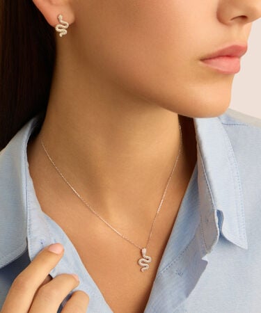 Orecchini Lobo Claire Oro Bianco Cubic Zirconia