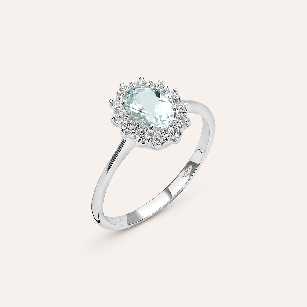 Anello Solitario Kate Acquamarina Oro Bianco Acquamarina Diamante - Anelli con Pietre Donna | Stroili