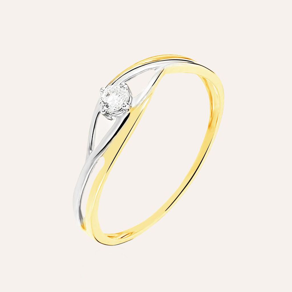 Anello Solitario Claire Oro Bicolore Cubic Zirconia