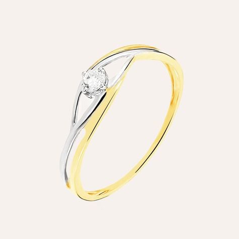 Anello Solitario Claire Oro Bicolore Cubic Zirconia - Anelli con Pietre Donna | Stroili
