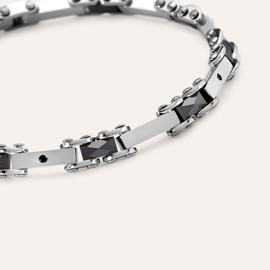 Bracciale Man Code Acciaio Bicolore Bianco / Nero Cubic Zirconia