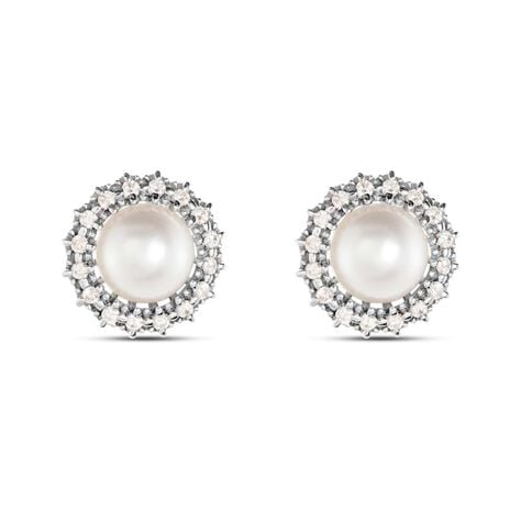 Orecchini Lobo Gold Pearls Oro Bianco Perla D'Acqua Dolce Diamante - Orecchini a Lobo Donna | Stroili
