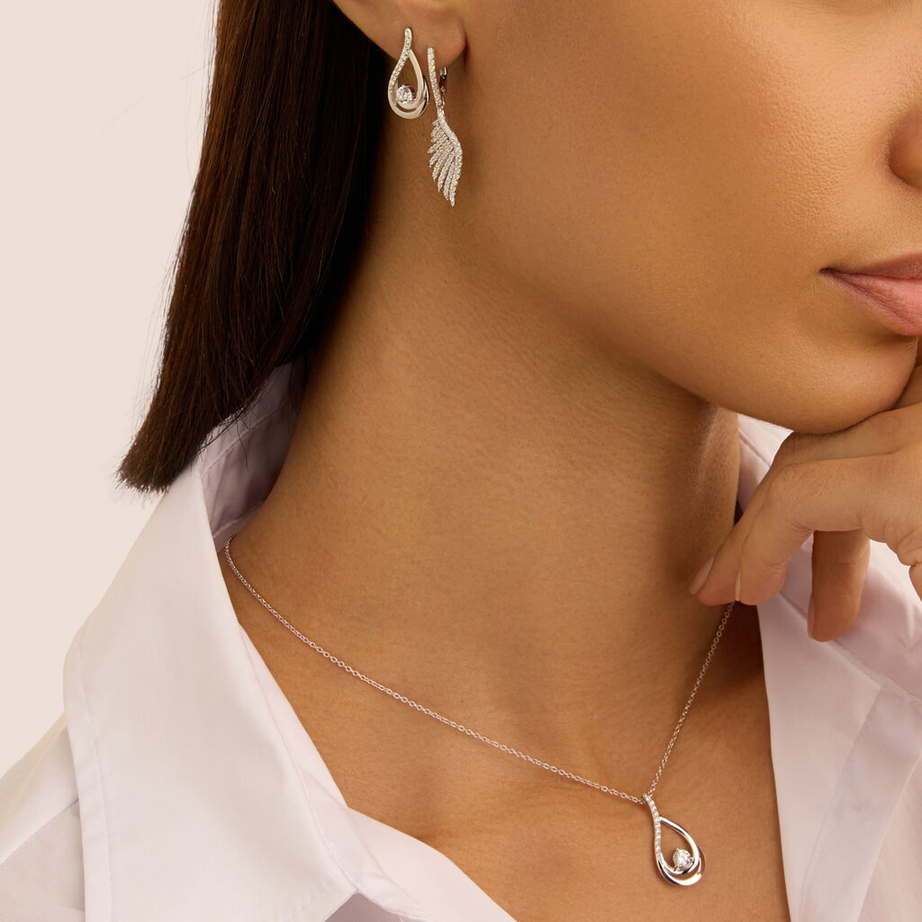 Orecchini Lobo Silver Elegance Argento Rodiato Cubic Zirconia