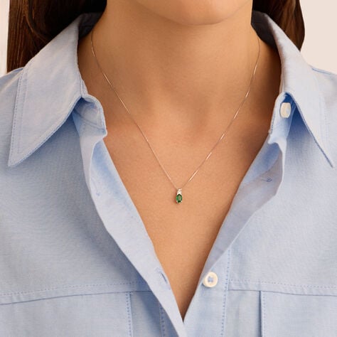 Collana Punto Luce Elizabeth Crown Oro Bianco Smeraldo Diamante - Collane Punto Luce Donna | Stroili