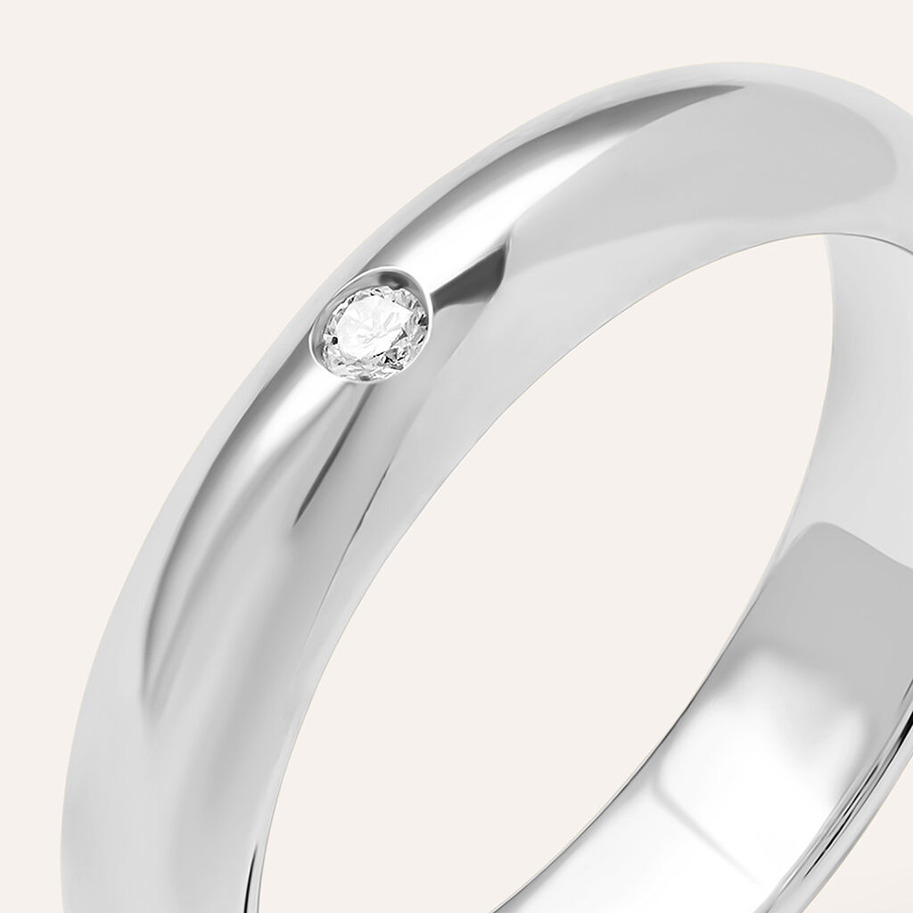 Fede Classica Leggera 4 mm Oro Bianco Diamante - Anelli con Incisione Unisex | Stroili
