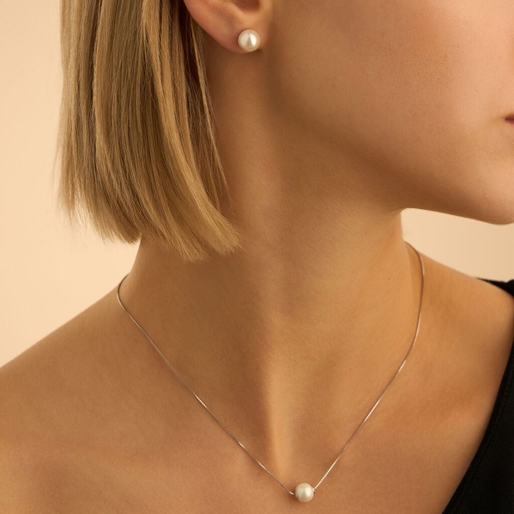 Orecchini Lobo Silver Pearls Argento Rodiato Perla sintentica - Orecchini a Lobo Donna | Stroili