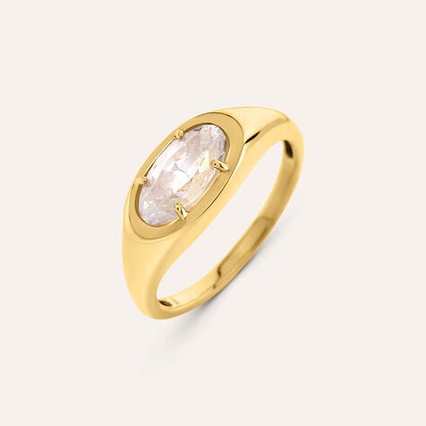 Anello Solitario Desideria Argento Nobile Dorato Cubic Zirconia - Anelli con Pietre Donna | Stroili