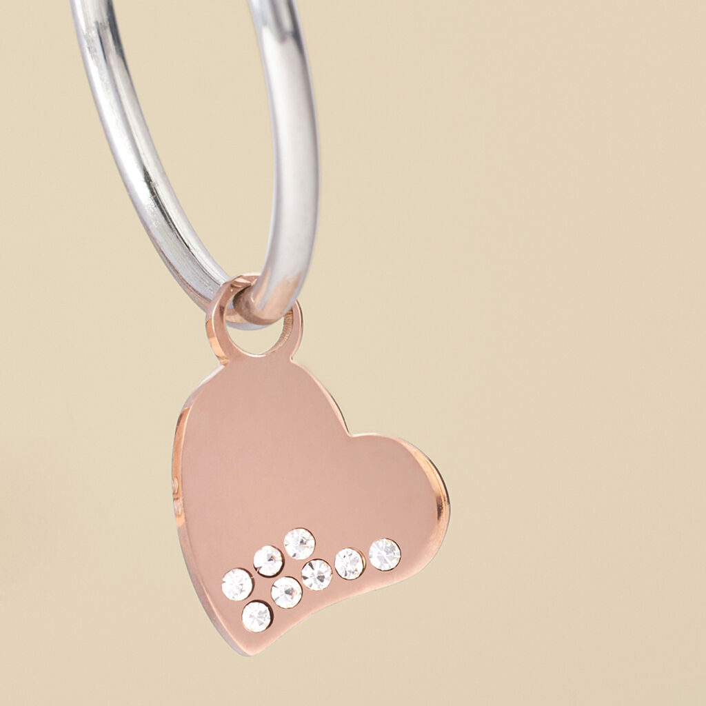 Orecchini A Cerchio Lady Chic Acciaio Bicolore Bianco / Rosa Cristallo - Orecchini a Cerchio Donna | Stroili