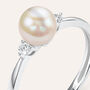 Anello Solitario Gold Pearls Oro Bianco Perla D'Acqua Dolce Diamante