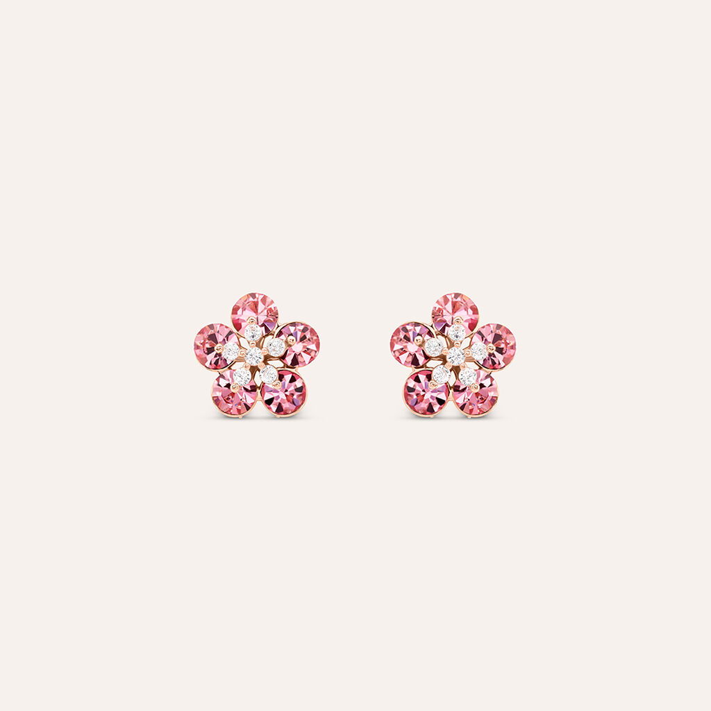 Orecchini Lobo Romantic Shine Ottone Rosa Cristallo - Orecchini a Lobo Donna | Stroili