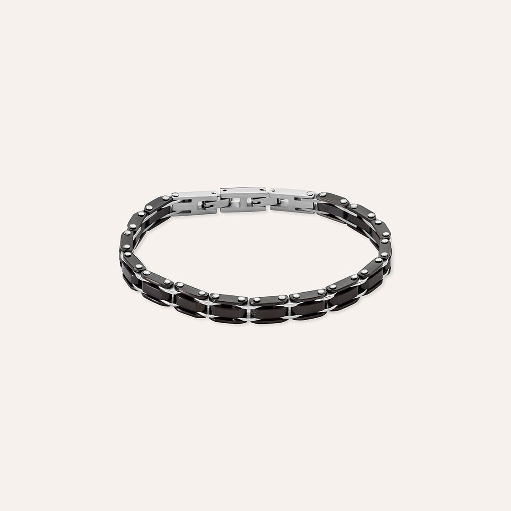 Bracciale Man Code Acciaio Bicolore Bianco / Nero