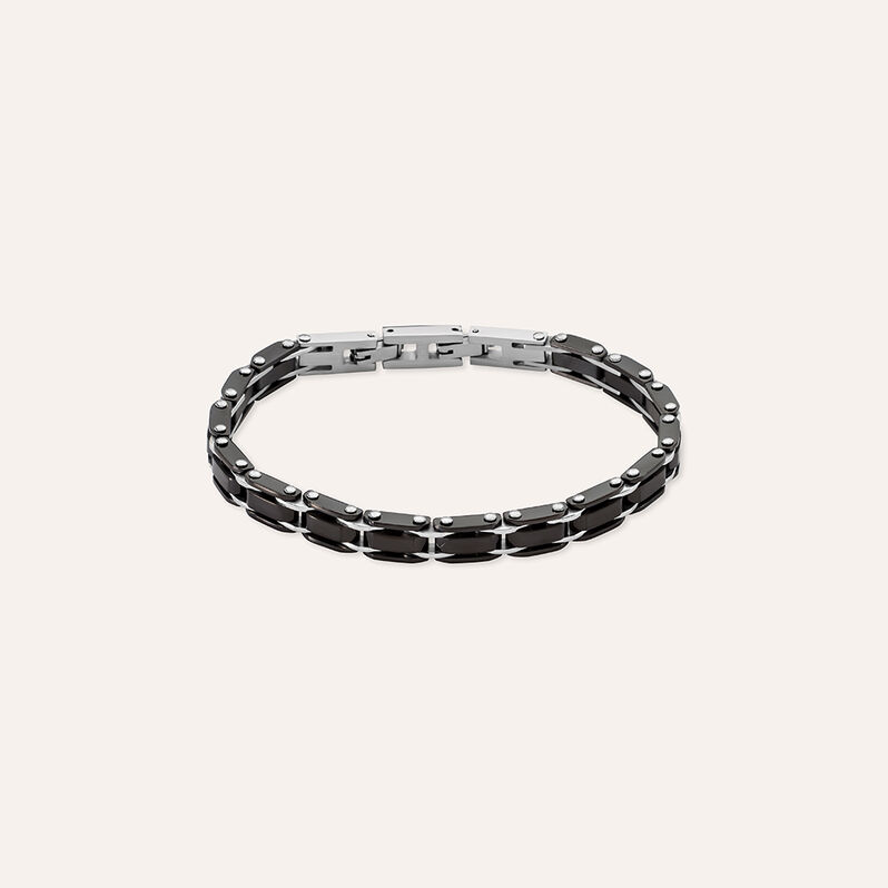 Bracciale Man Code Acciaio Bicolore Bianco / Nero - Bracciali Uomo | Stroili