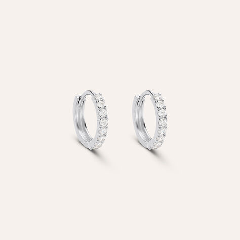 Orecchini A Cerchio Toujours Oro Bianco Cubic Zirconia - Orecchini a Cerchio Donna | Stroili