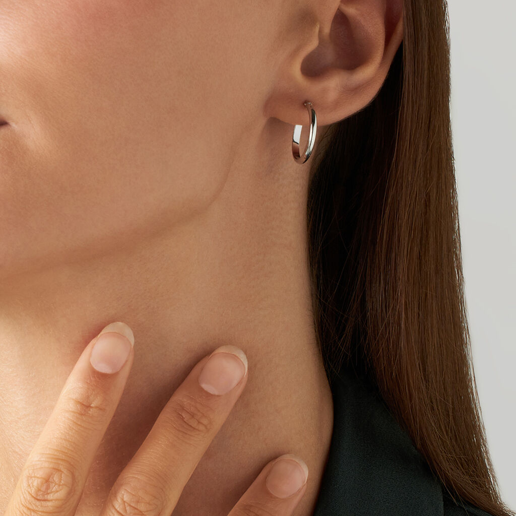 Orecchini A Cerchio Toujours Oro Bianco - Orecchini a Cerchio Donna | Stroili