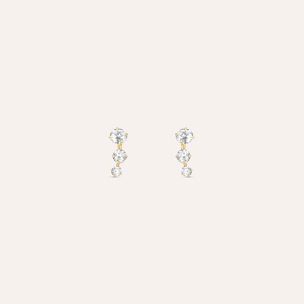 Orecchini Lobo Trilogy Bon Ton Oro Giallo Cubic Zirconia