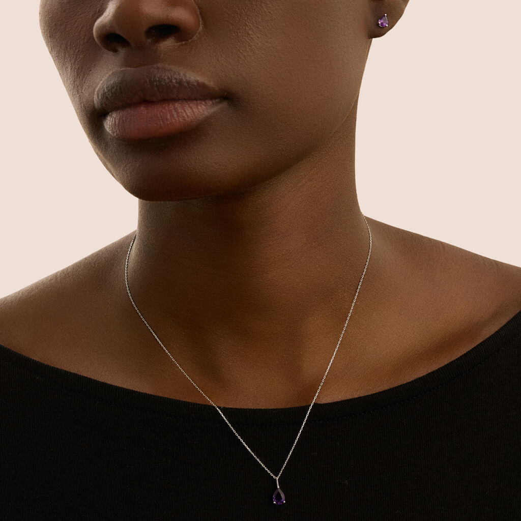 Collana Punto Luce Amélie Oro Bianco Ametista