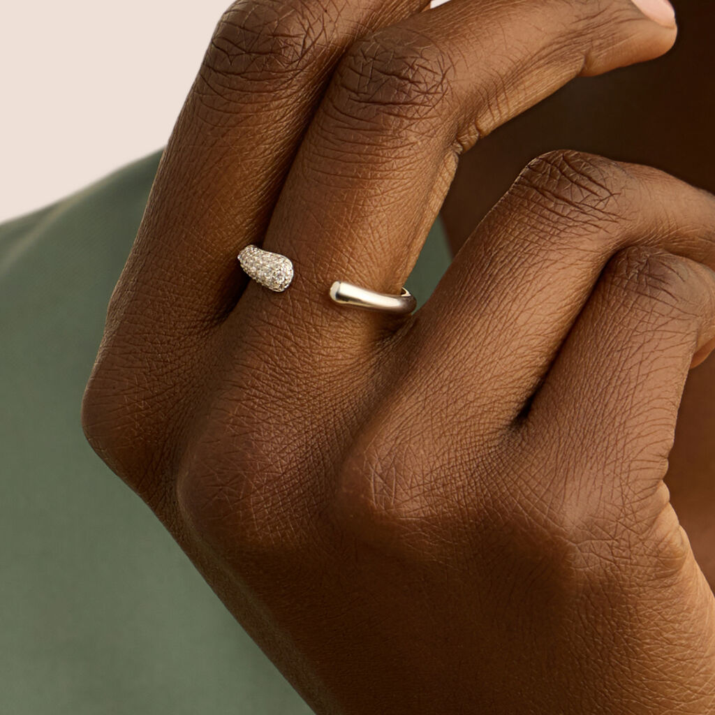 Anello Contrarie Silver Shine Argento Rodiato Cubic Zirconia