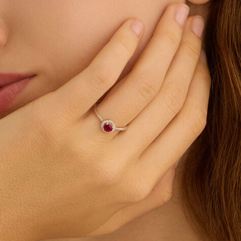 Anello Solitario Charlotte Oro Bianco Rubino Diamante - Anelli con Pietre Donna | Stroili