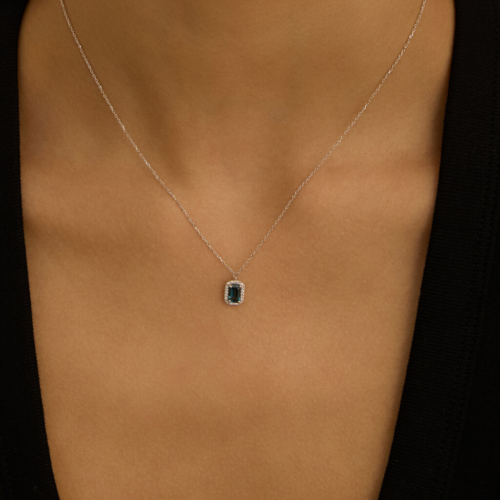 Collana Amélie Oro Bianco Topazio Cubic Zirconia