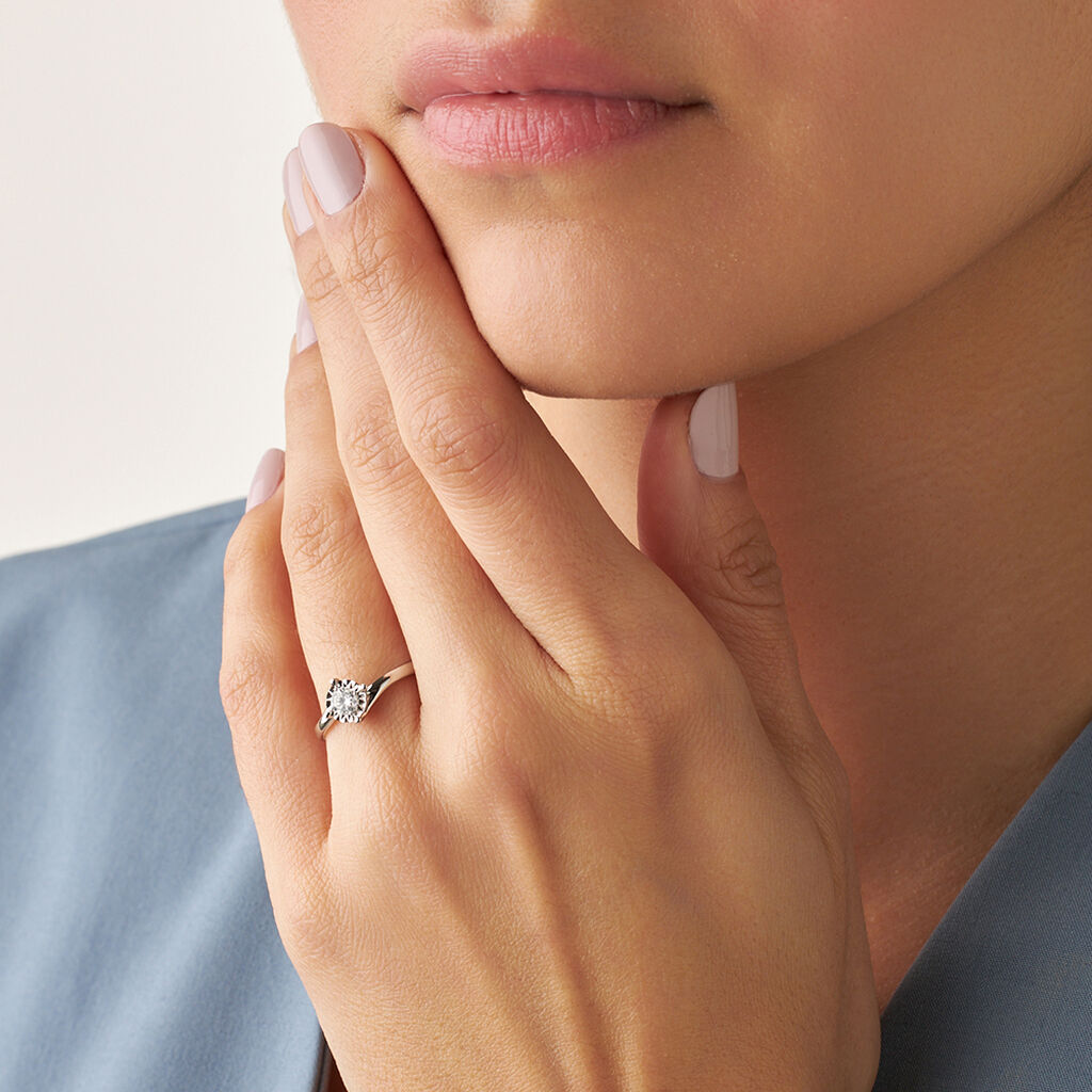 Anello Solitario Valentino Diamotion Oro Bianco Diamante - Anelli con Pietre Donna | Stroili