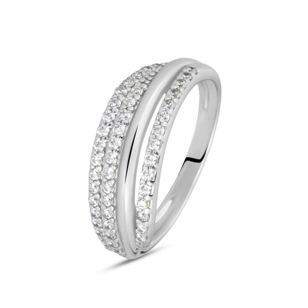 Anello Fascia Claire Oro Bianco Cubic Zirconia - Anelli a Fascia Larga Donna | Stroili
