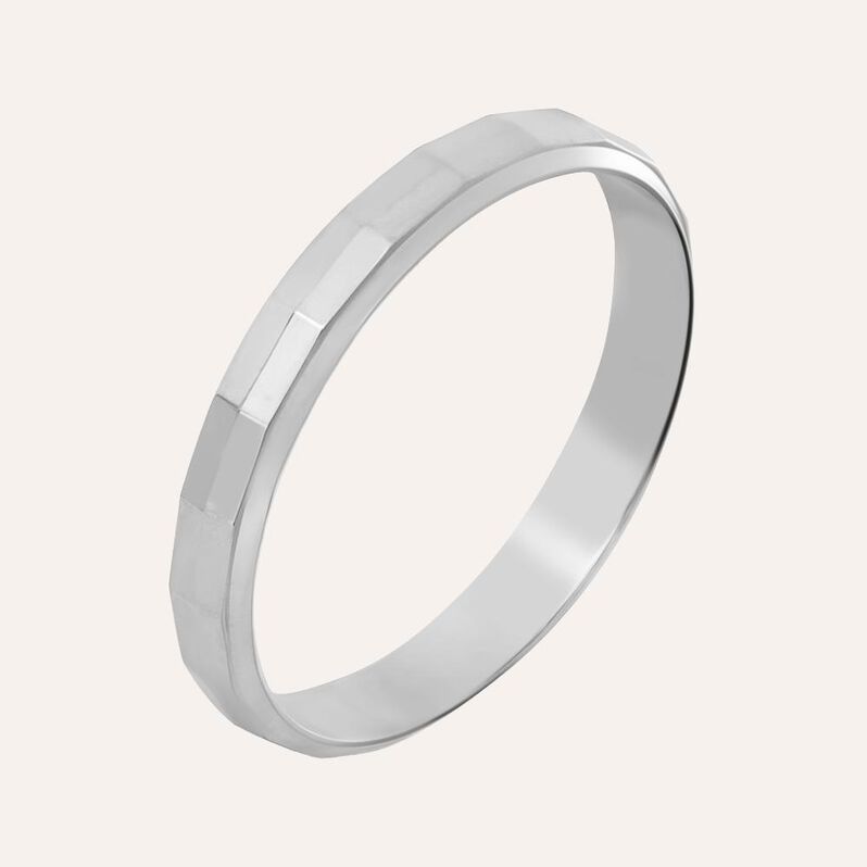 Fede Classica Diamantata 3 mm Oro Bianco - Anelli con Incisione Donna | Stroili