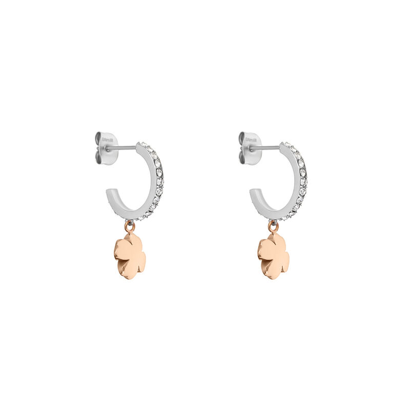 Orecchini A Cerchio Sunrise Acciaio Bicolore Bianco / Rosa Cristallo - Orecchini a Cerchio Donna | Stroili