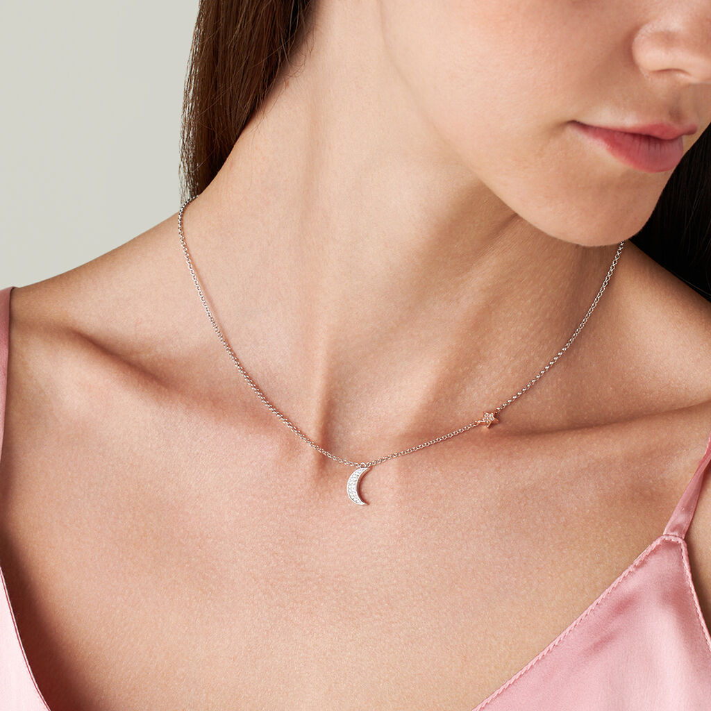 Collana Silver Moments Argento Bicolore Bianco / Rosa Cubic Zirconia - Collane Donna | Stroili