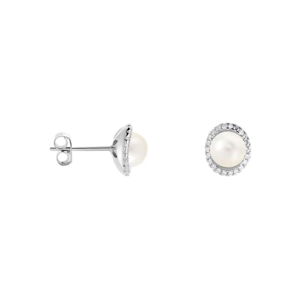 Orecchini Lobo Silver Pearls Argento Rodiato Perla sintentica Cubic Zirconia - Orecchini a Lobo Donna | Stroili