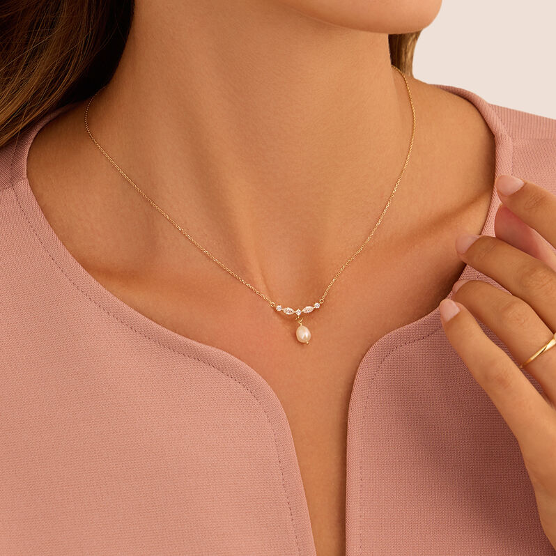 Collana Gabrielle Oro Giallo Perla D'Acqua Dolce Cubic Zirconia - Collane Donna | Stroili