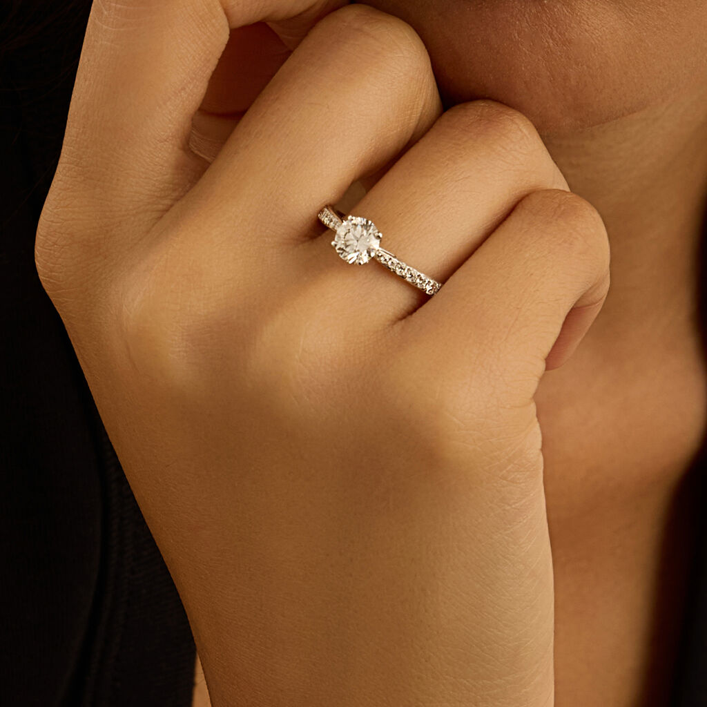 Anello Solitario Diamade Oro Bianco Diamante Lab-grown