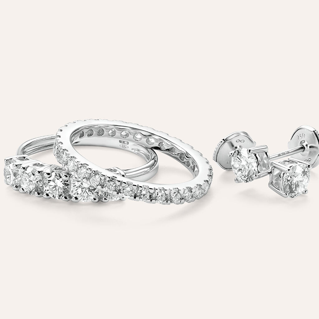 Anello Riviere Diamade Oro Bianco Diamante Lab-Grown