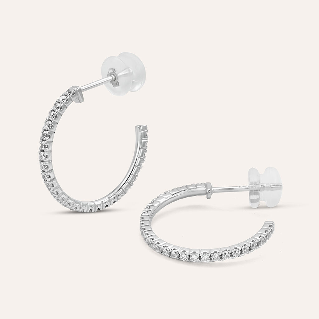 Orecchini A Cerchio Claire Oro Bianco Cubic Zirconia - Orecchini a Cerchio Donna | Stroili