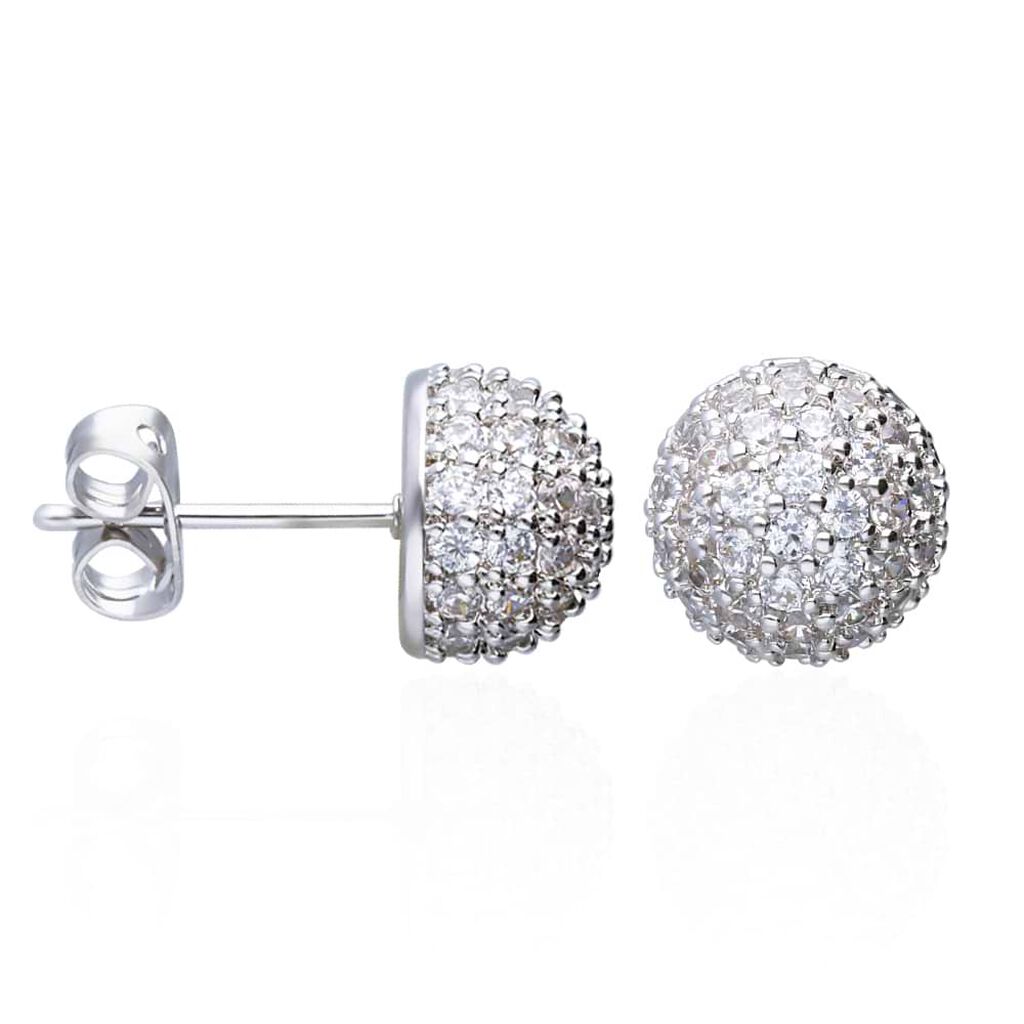 Orecchini a lobo in argento con pav&radic;&copy; di zirconi