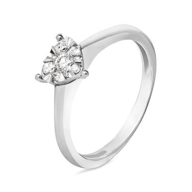Anello Fantasia Petali Oro Bianco Diamante