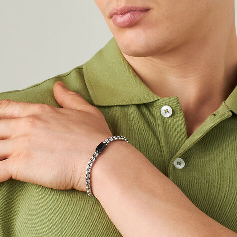 Bracciale Man Code Acciaio Bicolore Bianco / Nero - Bracciali Uomo | Stroili