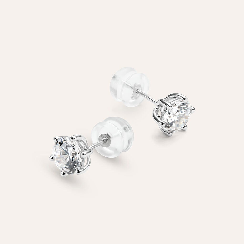 Orecchini Lobo Punto Luce Claire Oro Bianco Cubic Zirconia - Orecchini a Lobo Donna | Stroili