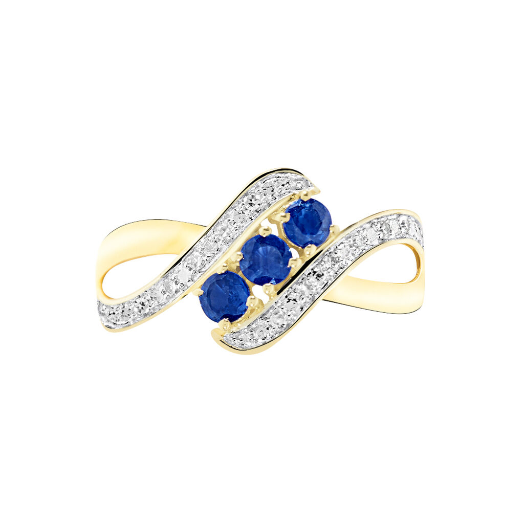 Anello Trilogy Charlotte Oro Giallo Zaffiro Diamante - Anelli con Pietre Donna | Stroili